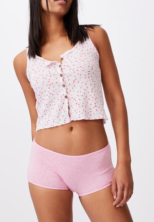 Cotton On - Cotton rib boyshort - strawberry milkshake marle