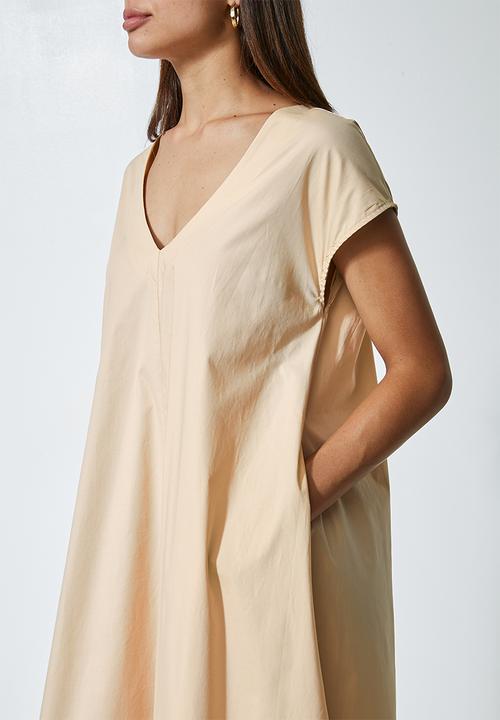 Superbalist - V-neck poplin trapeze - stone