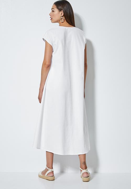 Superbalist - V-neck poplin trapeze - white