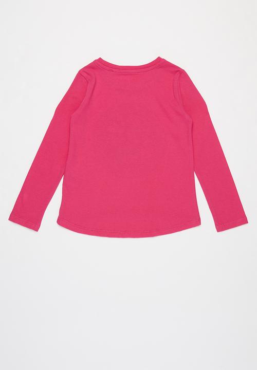 GUESS - Long sleeve glitter hi-lo tee - pink