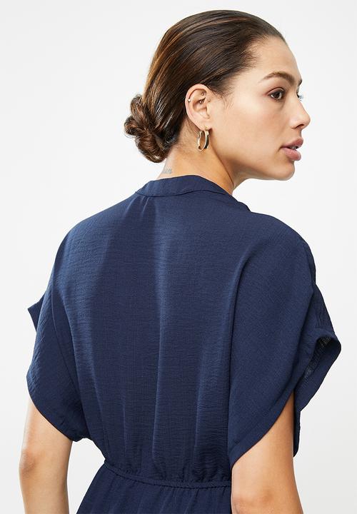 edit - Textured mandarin tunic - indigo