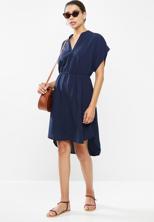 edit - Textured mandarin tunic - indigo