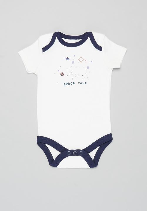 Pop Candy - Boys 3 pack stars bodysuits - white & charcoal