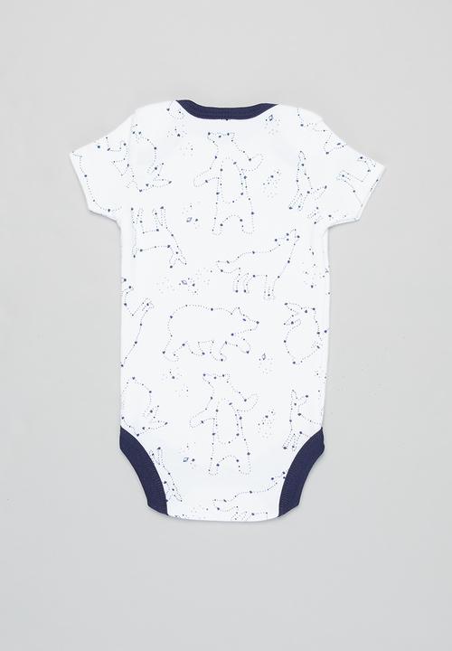 Pop Candy - Boys 3 pack stars bodysuits - white & charcoal