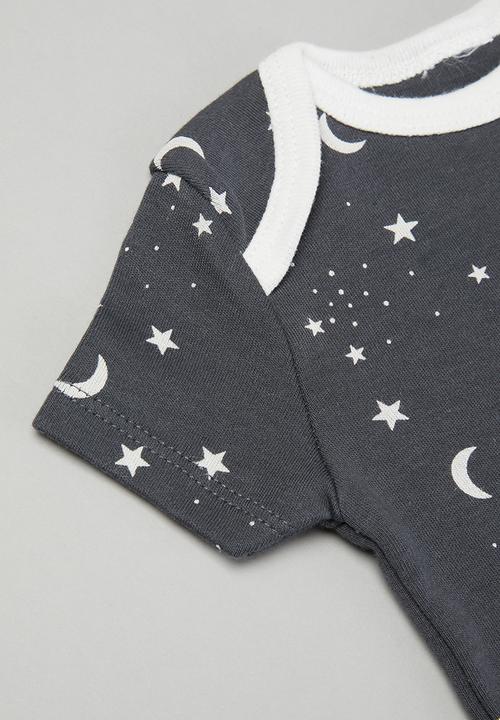 Pop Candy - Boys 3 pack stars bodysuits - white & charcoal