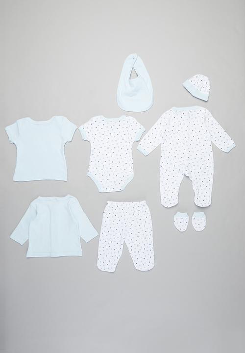 Pop Candy - Baby boys 8 piece set - baby blue & white