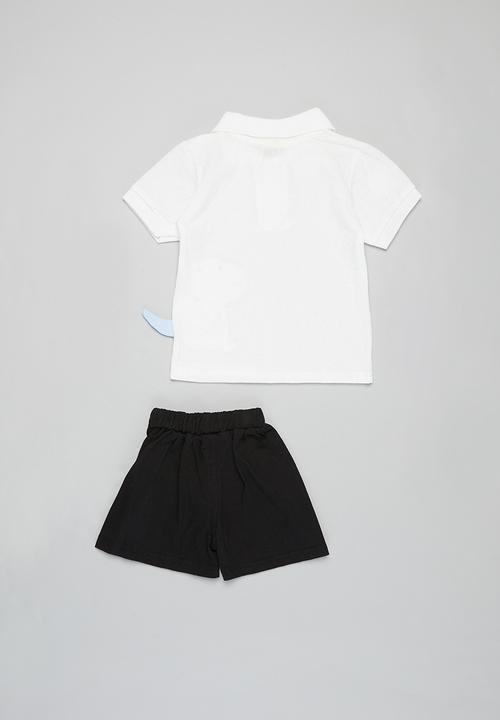Pop Candy - Dino tee & shorts set - white & black