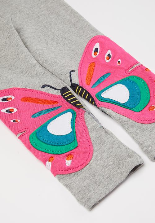 Pop Candy - Girls butterfly leggings - grey