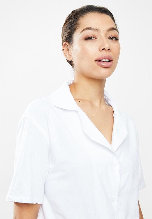 Superbalist - 100% Cotton sleep shirt & pants set - white