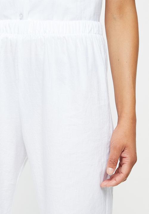 Superbalist - 100% Cotton sleep shirt & pants set - white