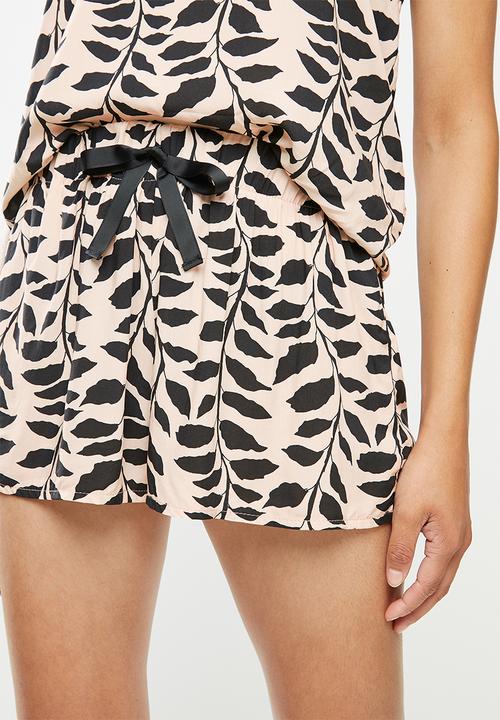 Superbalist - Sleep cami & shorts - black & neutral