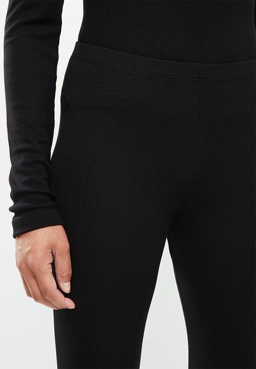 Missguided - Rib button up long sleeve legging lounge set - black