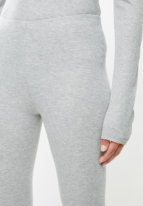 Missguided - Rib button up long sleeve legging lounge set - grey