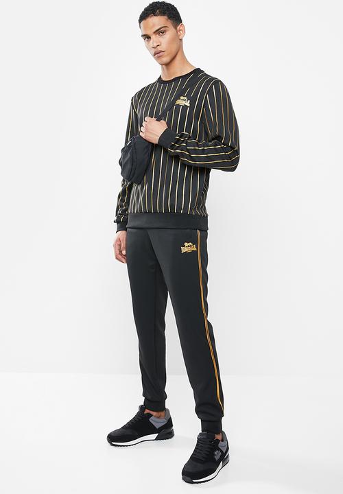 Lonsdale - Striped trackset - black & gold