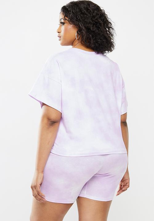 Blake - Cropped oversized tee - tie dye purple