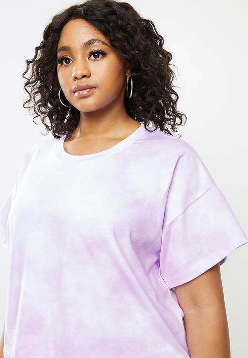 Blake - Cropped oversized tee - tie dye purple