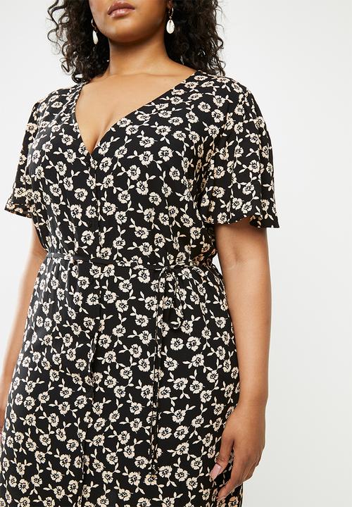 Blake - Button down mini dress - black & ivory floral
