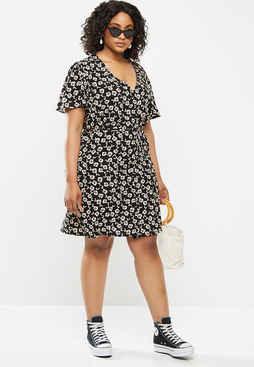 Blake - Button down mini dress - black & ivory floral