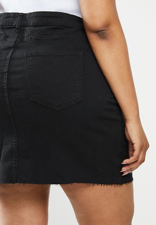 Cotton On - Curve denim mini skirt - black
