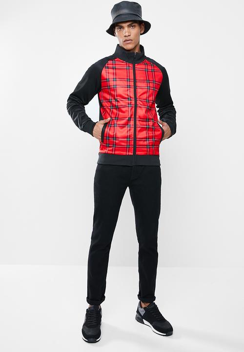 Lonsdale - Heritage zip thru jacket - black & red