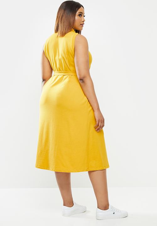 POLO - Plus Bianca longer length golfer dress - yellow