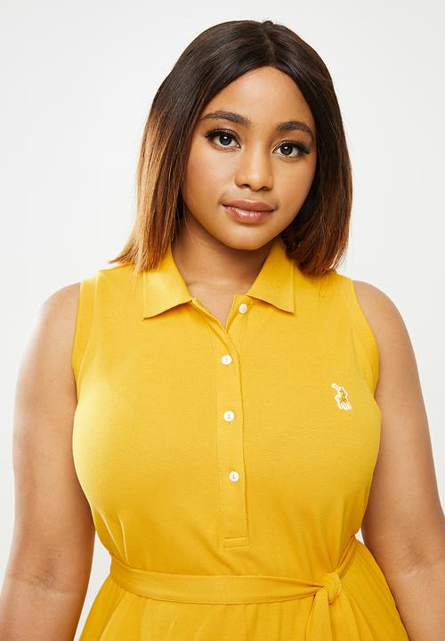 POLO - Plus Bianca longer length golfer dress - yellow