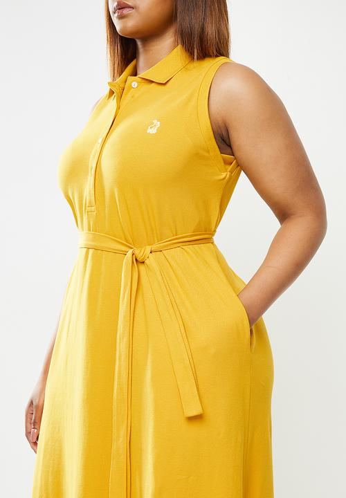 POLO - Plus Bianca longer length golfer dress - yellow