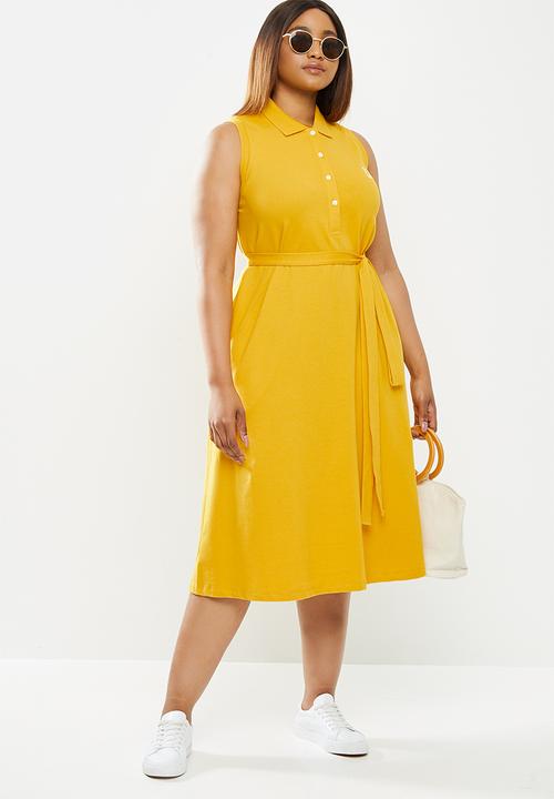 POLO - Plus Bianca longer length golfer dress - yellow