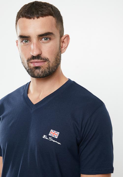Ben Sherman - V-neck flag logo tee - navy