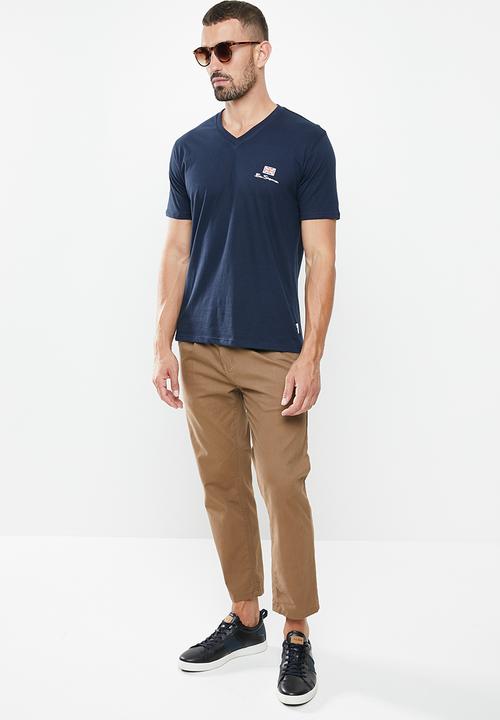 Ben Sherman - V-neck flag logo tee - navy