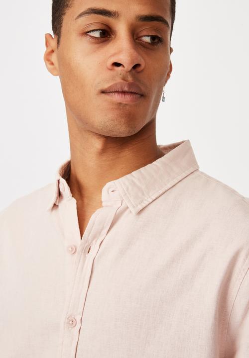 Cotton On - Linen cotton long sleeve shirt - powder pink