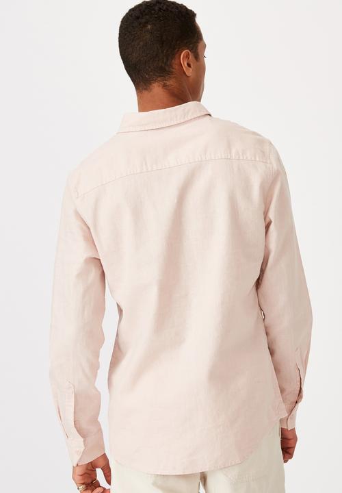 Cotton On - Linen cotton long sleeve shirt - powder pink