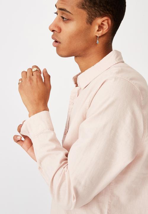 Cotton On - Linen cotton long sleeve shirt - powder pink