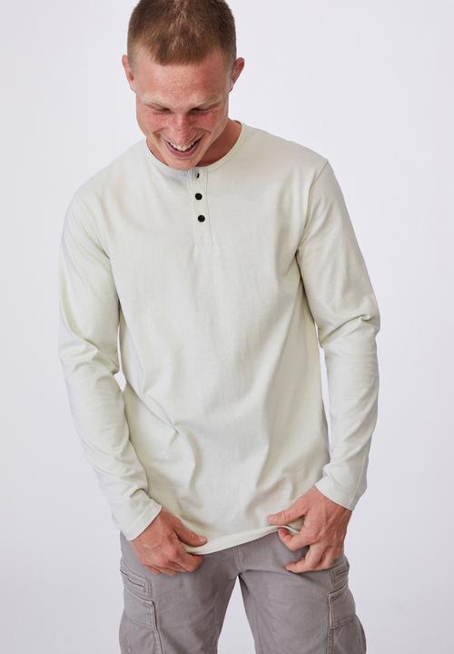 Cotton On - Longline scoop henley long sleeve T-shirt - ivory