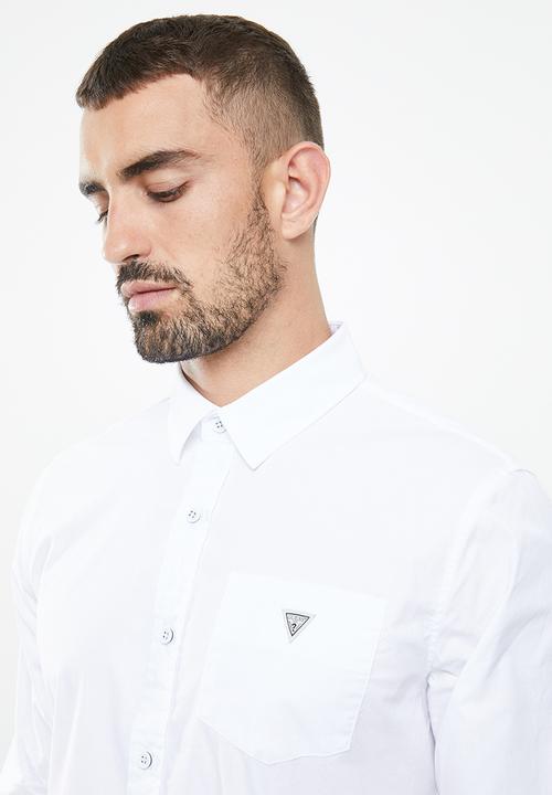 GUESS - Long sleeve guess core poplin shirt - white