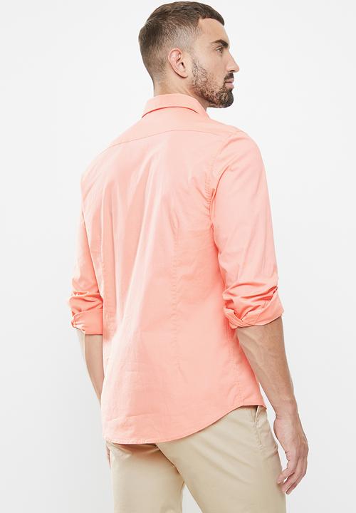 GUESS - Paul poplin one pocket shirt - coral