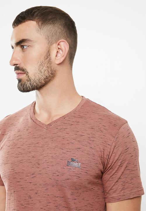 Lonsdale - Inkjet v-neck tee - burgundy