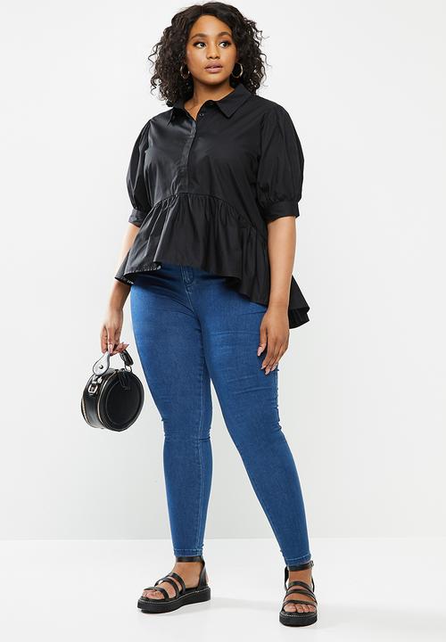 Missguided - Plus size oversized smock top - black