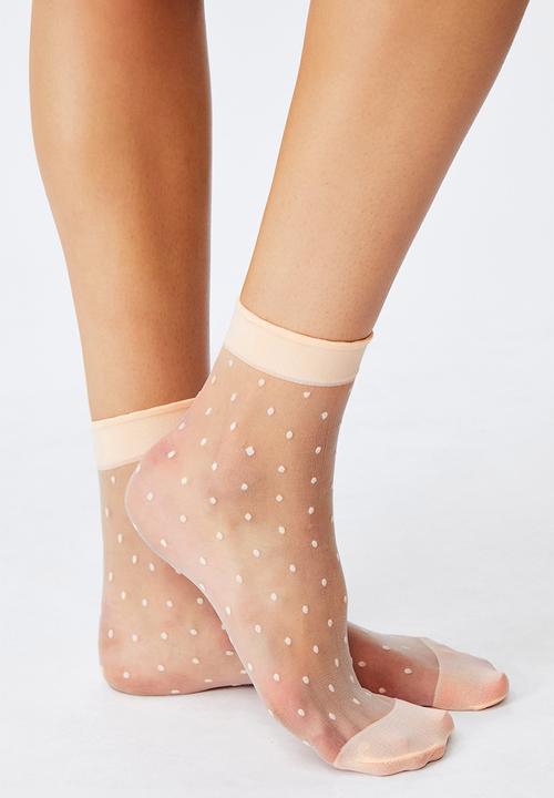 Cotton On - Spot sheer sock - blush
