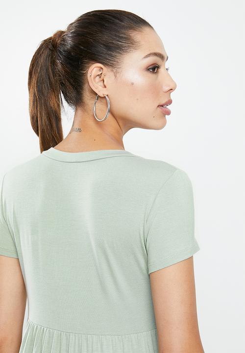 Blake - Tiered T-shirt dress - antique sage