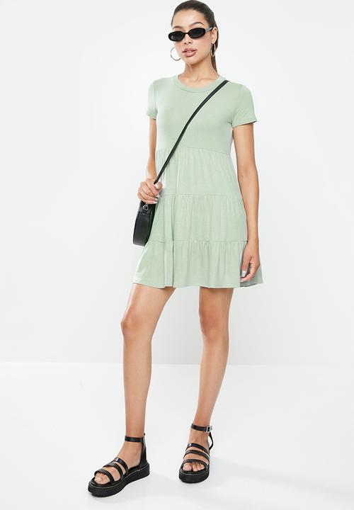 Blake - Tiered T-shirt dress - antique sage