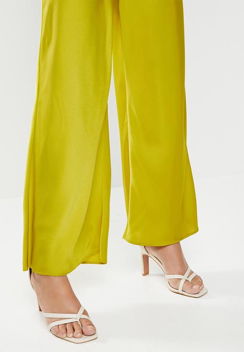 VELVET - Satin pull on wide leg pants - lime