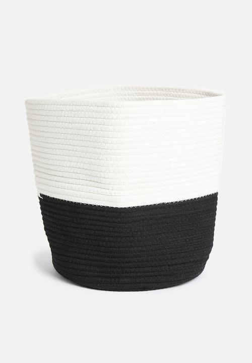 Sixth Floor - Two-toned cotton rope basket - black & white