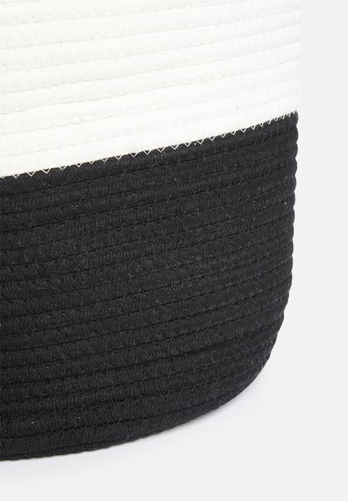 Sixth Floor - Two-toned cotton rope basket - black & white