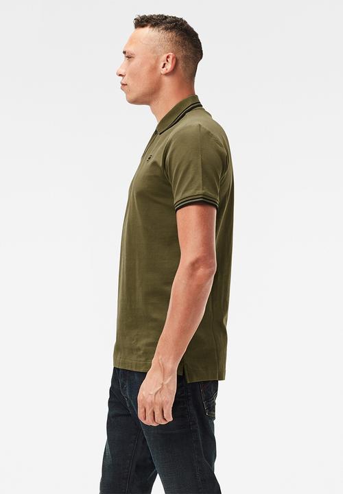 G-STAR - Dunda slim stripe polo - olive