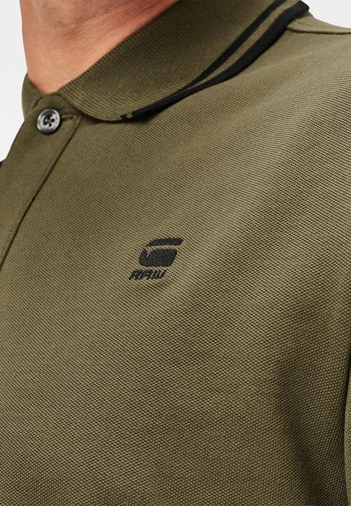 G-STAR - Dunda slim stripe polo - olive