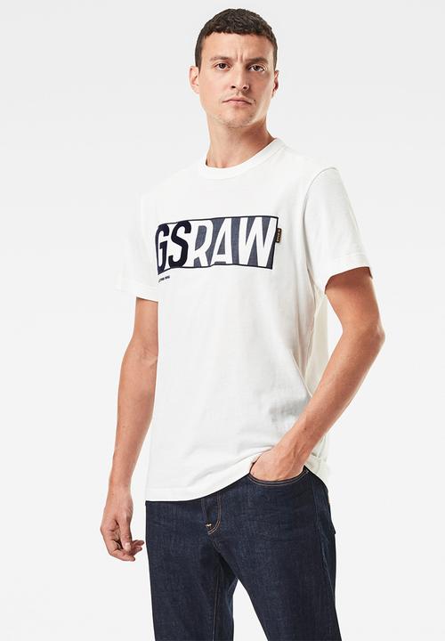 G-STAR - Gs raw denim logo + r tee - milk white