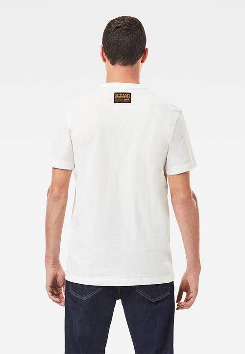 G-STAR - Gs raw denim logo + r tee - milk white