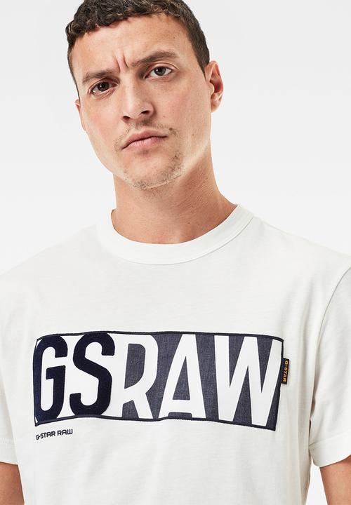 G-STAR - Gs raw denim logo + r tee - milk white