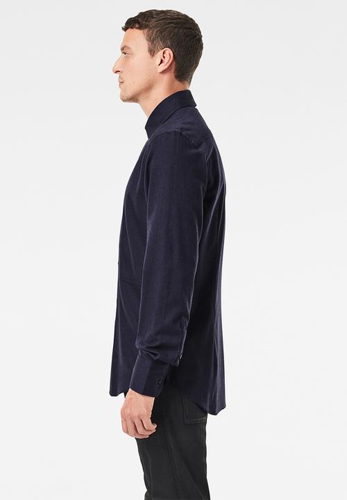 G-STAR - Panelled pocket slim long sleeve shirt - navy